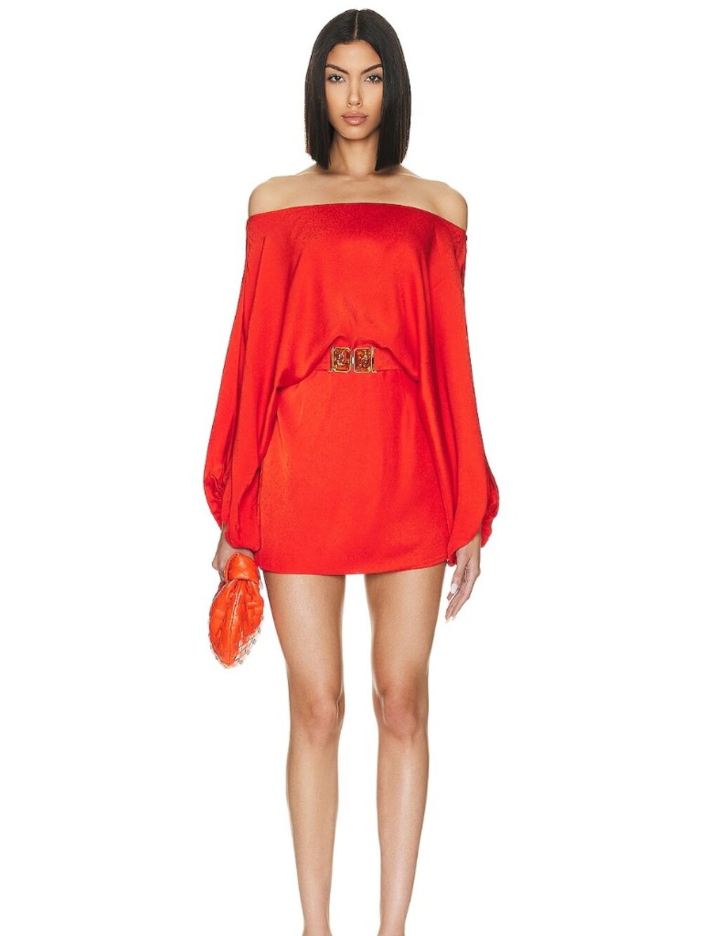 Silvia Tcherassi Red Orange Belted Mini Dress Batwing Sleeve Size L